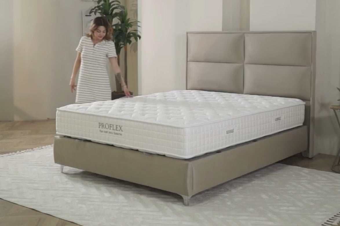 Φόρτωση βίντεο: Κρεβάτι JOYREST Palermo με στρώμα Proflex – από τα καλύτερα σετ ύπνου στην Ελλάδα